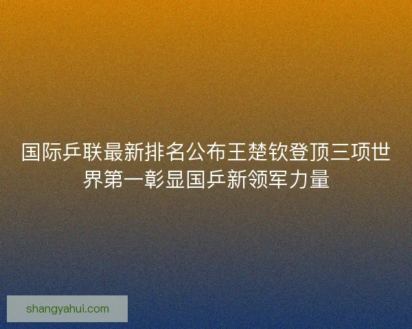 国际乒联最新排名公布王楚钦登顶三项世界第一彰显国乒新领军力量 国际乒联最新排名公布王楚钦登顶三项世界第一彰显国乒新领军力量